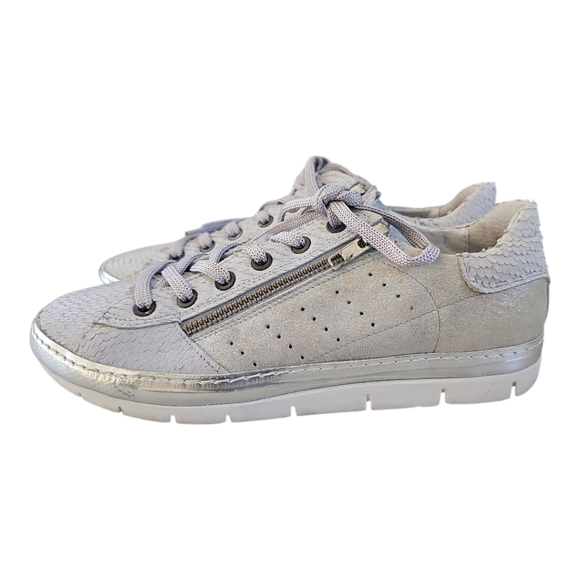 Khrio Italian Sneakers Metallic Gray Silver EU Size 37 - Picture 1 of 7